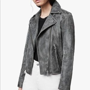 Allsaints Dalby Iris Crackle Leather Biker Moto Jacket 0